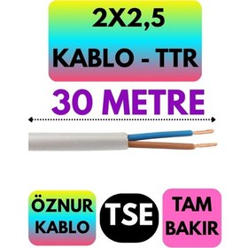 Resim Öznur 2x2,5 Ttr Kablo Beyaz Metre Seçenekli - 30 Metre 