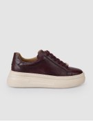 Resim Cabani %100 Hakiki Deri Bordo Bağcıklı Kadın Sneaker 