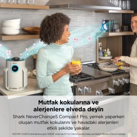Resim Shark Auto Iq Hava Temizleyici Filtre Değişimine Gerek Yok 5 Yıl Kullanım Akıllı Hava Kalitesi Sensörü %99.97 Partikül Tutucu Hepa Filtre Geniş Alan Etkili Koku ve Duman Avcısı + Tiftik Toplayıcı 