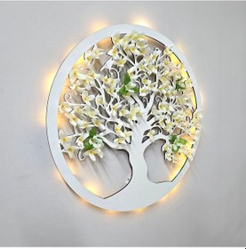 Resim Led Işıklı Ve Beyaz Sakura Hayat Ağacı Tablo 40cm - Beyaz 