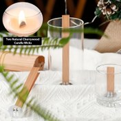 Resim 40 adet Doğal Dumanı Olmayan Kiraz Ağacı Mum Fitili Demir Stand ile - 12.95x1.27 cm Yüksek Kaliteli, Temiz Yanan Ev Dekorasyonu için DIY Mum Yapım Malzemeleri, Dekoratif Mumlar | Basit Ahşap Tasarım 