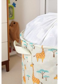 Resim İronika Graffe Büzgülü Sepet Oyuncak Çamaşır Havlu Sepeti Yuvarlak Temiz Kirli Çamaşır Sepeti Ekru 