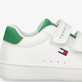 Resim Tommy Hilfiger Flag Velcro Bebek Beyaz/Yeşil Spor Ayakkabı 