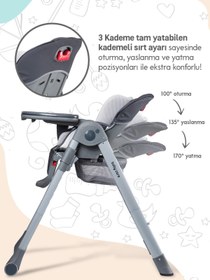 Resim Babycare Flex Lüks Mama Sandalyesi - Gri - Gri / Standart 