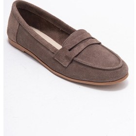Resim Luvishoes F02 Vizon Süet Hakiki Deri Kadın Loafer Ayakkabı Vizon 