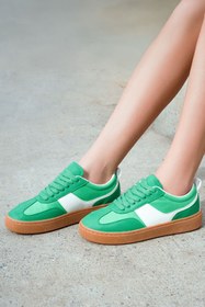 Resim Derimod ACBC x DERİMOD Kadın Yeşil Bağcıklı Süet Sneaker 24WFD435310 