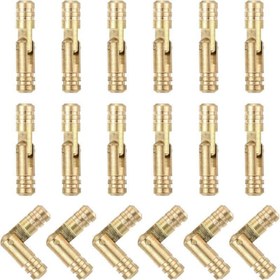 Resim 20 Adet Altın Görünmez Pirinç Varil Menteşeleri, DIY Hatıra Kutuları & Dolap Kapıları için Gizli Katlama Destek, Klasik Metal Bitiş, Gömme Montaj, DIY Proje Donanımı | Cilalı Metal Bitiş | Pirinç Yapı 