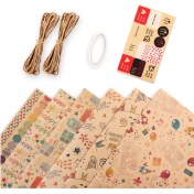 Resim Hombey Doğum Günü Paketleme Seti - 50x70cm Kauçuk Kağıt, 6 Desen, 6 Yaprak + Bandı + İp + Sticker, Hediyeleri Zenginleştirir, Bayram Ve Özel Günler İçin Mükemmel 