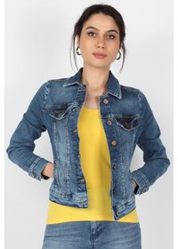 Resim Kadın Kot Mont Orta Mavi 