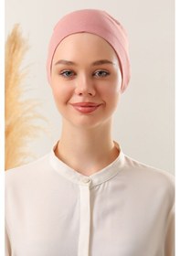 Resim Melodi Scarf Dikişsiz Penye Bone Pudra Pudra 
