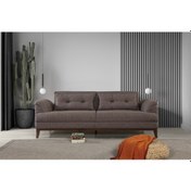 Resim Madrid Yataklı Üçlü Kanepe Keten Kahve 