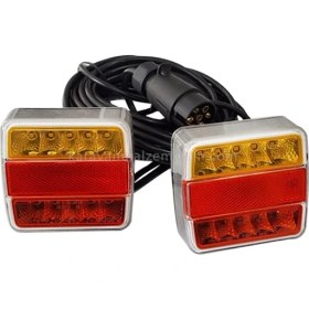 Resim Led Römork Stop Lambası 7 Pin Set Mıknatıslı 7,5 Metre - 12v 