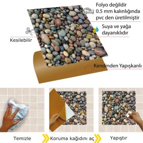 Resim Tink Kendinden Yapışkanlı Çakıl Taşı Desenli Pvc Karo 30X30 cm 4'lü 0,36 M2 