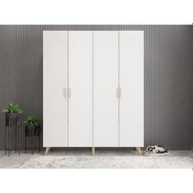 Resim Duke 4 Kapaklı Ayakkabılık Meşe Beyaz 140 Cm M2 