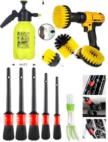 Resim MOONSHOP 10 Parça Araç Iç Ve Dış Matkap Ucu Uyumlu Detaylı Bakım İlaçlama Pompası Fırça Temizleme Seti 