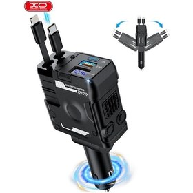 Resim 104w Dahili Type-c Ve Lightning Kablolu Usb-a & Usb-c Çıkışlı Dijital Göstergeli Araç İçi Şarj Aleti 