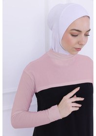 Resim Loggia Balıkçı Yaka Boyunluklu Kolluk - Likralı Kadın Body Tesettür Crop Bolero-pudra Pudra 
