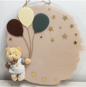 Resim Kişiye Özel İsimli Ayıcıklı Erkek Bebek Kapı Süsü 