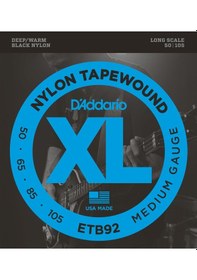 Resim D'addario Etb92 Xl Nylon Tapewound Serisi Bas Gitar Tel Seti Medium Tension - 50-105 - Naylon 