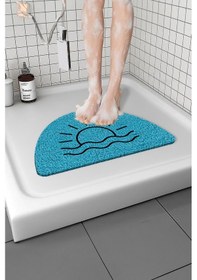 Resim Güneşli Banyo Paspası Kaymaz Taban Yumuşak Esnek Paspas Islak Zemin Hijyenik Paspas 40x60 Cm Mavi 