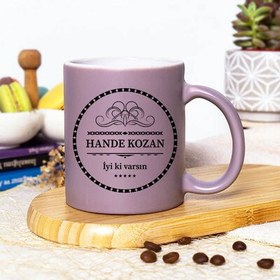 Resim Mor Renk İsimli ve Mesajlı Kupa Bardak 