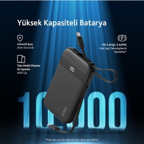 Resim Ttec 2BB225S Recharger Pro LCD 10.000 mAh PD 30W Lightning Ve USB-C Dahili Kablolu Taşınabilir Powerbank 