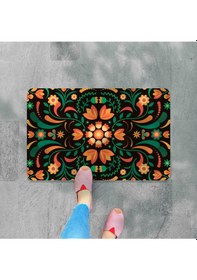 Resim Dijital Baskılı Hoş Geldiniz Yazılır Desenli Dekoratif Dış Kapı Önü Ve Iç Mekan Paspası Yıkanabilir Beyaz 