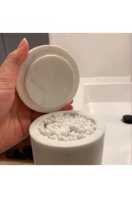 Resim Sümeyra Marble Art Doğal Beyaz Mermer Kapaklı Pamukluk 