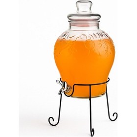 Resim 10 Litre Musluklu Cam Su Sebili Şerbetlik Ve Damacana Metal Ayaklı Beyaz 