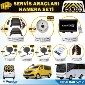 Resim Okul Servis Kamera Seti 4 Kameralı 7" Monitör 4 Kameralı 320 GB 