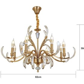 Resim Ronja 8'li Bakır Eskitme Kristal Taşlı Avangart Salon Avize Bakır Eskitme 