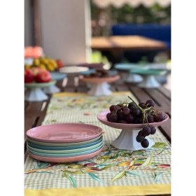 Resim Megg Rengarenk Soft Pudra Pembe Ayaklı Meyvelik Sunum Kasesi Kek Standı Çap 21CM Yükseklik 10 cm 