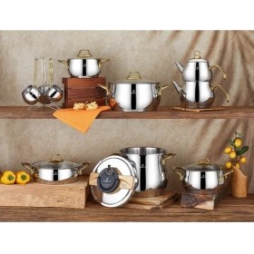 Resim Remetta Serena Gold Çeyiz Seti Takımı 18 Prç Tencere Tava 
