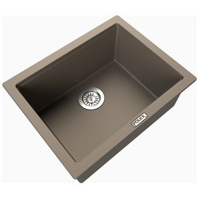 Resim Polex Cristalüx Granit Evye P-09 Toprak Tezgah Altı Ve Tezgah Üstü Kare Mutfak Evyesi 55.5x43.5 CM 