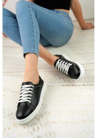 Resim Nesil Shoes Syg P55 Siyah Hakiki Deri Kadın Ayakkabı-siyah Siyah 