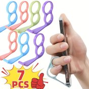 Resim 7 Adet Kaymaz Telefon Askıları Parmak Halkalı - Dayanıklı PP Plastik Çok Renkli (Pembe, Yeşil, Sarı, Mavi, Mor, Kırmızı, Turuncu) Akıllı Telefonlar için, Masaüstü & El Tipi Düzenleme - Kolay Kurulum, Yer Tasarrufu Sağlayan Depolama Aksesuarları, Telefon Aksesuarları, Pratik Gadget, Easyinstall Aksesuar, Kullanışlı Kancalar 