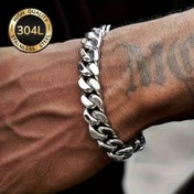 Resim LMNZB Şık Takı 1 Adet Hip Hop Tarzı Gümüş Renkli 10mm Küba Zincir Bilezik Erkekler İçin, 304L Paslanmaz Çelikten Yapılmış, Korozyona Dayanıklı, Solmayan, Alerjisi Olmayan, Moda Düğün Aksesuarları, Hediye Mücevher 