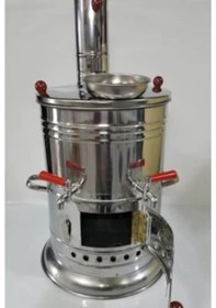 Resim Zarif İş 8.5 L Çift Musluklu Odunlu Semaver Inox 