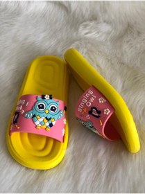 Resim GEZER Kuş Desenli Sarı Pembe Anatomik Taban Kaydırmaz Plastik Kız Çocuk Havuz Deniz Plaj Evve Sokak Terlik 