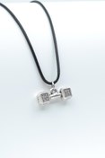 Resim Halter - Dambıl Kolye Deri İp Kolye Gümüş Kaplama Erkek Kadın Kolye 