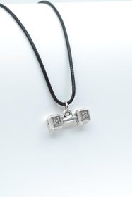 Resim Halter - Dambıl Kolye Deri İp Kolye Gümüş Kaplama Erkek Kadın Kolye 