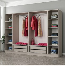 Resim Kale 6 Bölmeli 4 Çekmeceli Giyinme Dolabı Kumtaşı 190cm Kumtaşı 