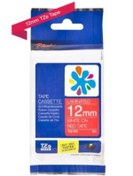 Resim Brother TZe-435 Kırmızı üzerine Beyaz Laminasyonlu Muadil Etiket 