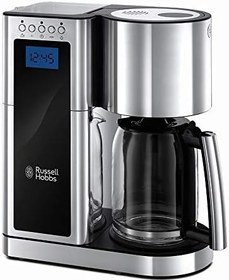 Resim Russell Hobbs 23370-56 Dijital Filtre Kahve Makinesi Elegance Paslanmaz Çelik, Zamanlayıcı Fonksiyonu, 10 Bardağa Kadar, 1,25 Litrelik Cam Sürahi, 1600W, Hızlı Isıtma Sistemi, Sıcak Plaka, Otomatik Kapanma, Gümüş 