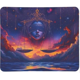 Resim Terazi Burcu Desenli Tip Kaymaz Taban Optik Bilgisayar Notebook Burçlar Mouse Pad Mauspad 17x 21 Cm 