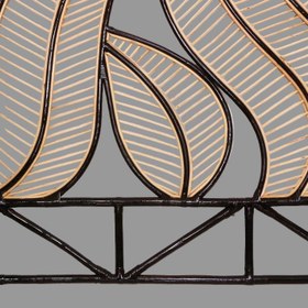 Resim Siyah Yaprak Doğal Rattan Yatak Başlığı 180x170 cm 