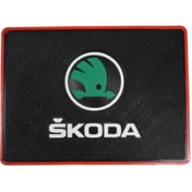 Resim TRM Skoda Torpido Üstü Logolu Araca Özel Marka İç Aksesuar - Telefon Anahtarlık Gözlük Eşya Kaydırmaz 