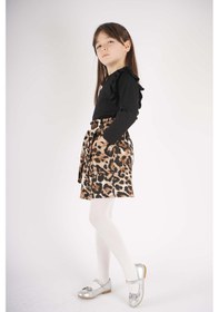 Resim Miniko Kids Kız Çocuk Leopar Cep Model Etekli Kol Detaylı Takım Siyah 