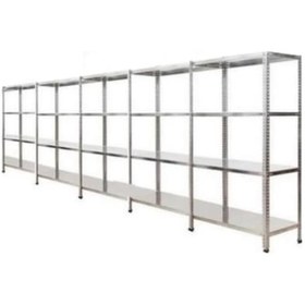 Resim Çelikrafburada 4 Katlı 5 Li Bitişik Çelik Galvaniz Arşiv Rafı Depo Rafı Kiler Rafı 43x93x150 Dx51 Kalite Gümüş 
