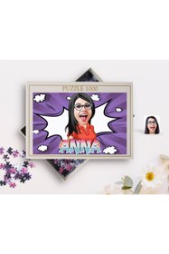 Resim Bk Gift Kişiye Özel Isimli Kadın Karikatürlü 1000 Parça Profesyonel Puzzle-1 